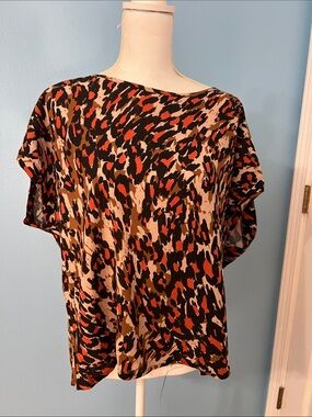 Royalty For Me Leopard Print Flutter Sleeve Blouse in Black, Tan, Olive & Rust